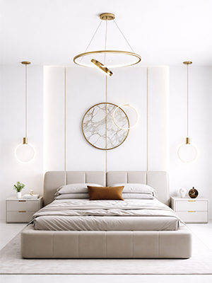 Curved Wood Bed with Elegant Upholstered Frame and Arched Backboard
